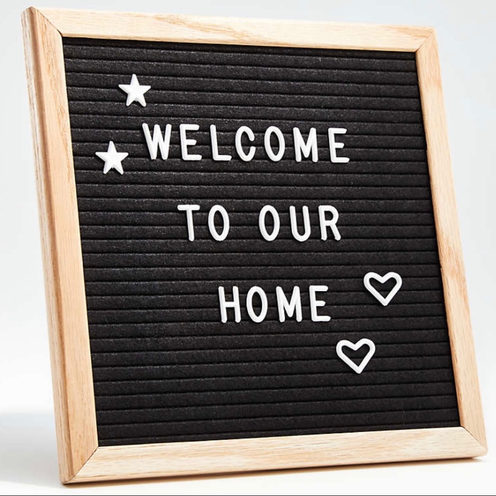 Black Felt Letter Board with Pine Frame